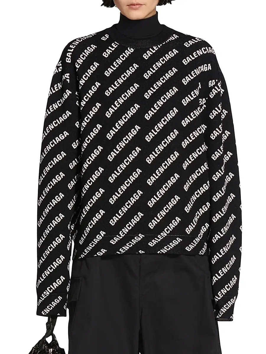 Balenciaga Women's Mini Allover Logo Sweater | Thumbnail 3 Balenciaga Women's Mini Allover Logo Sweater | Thumbnail 3