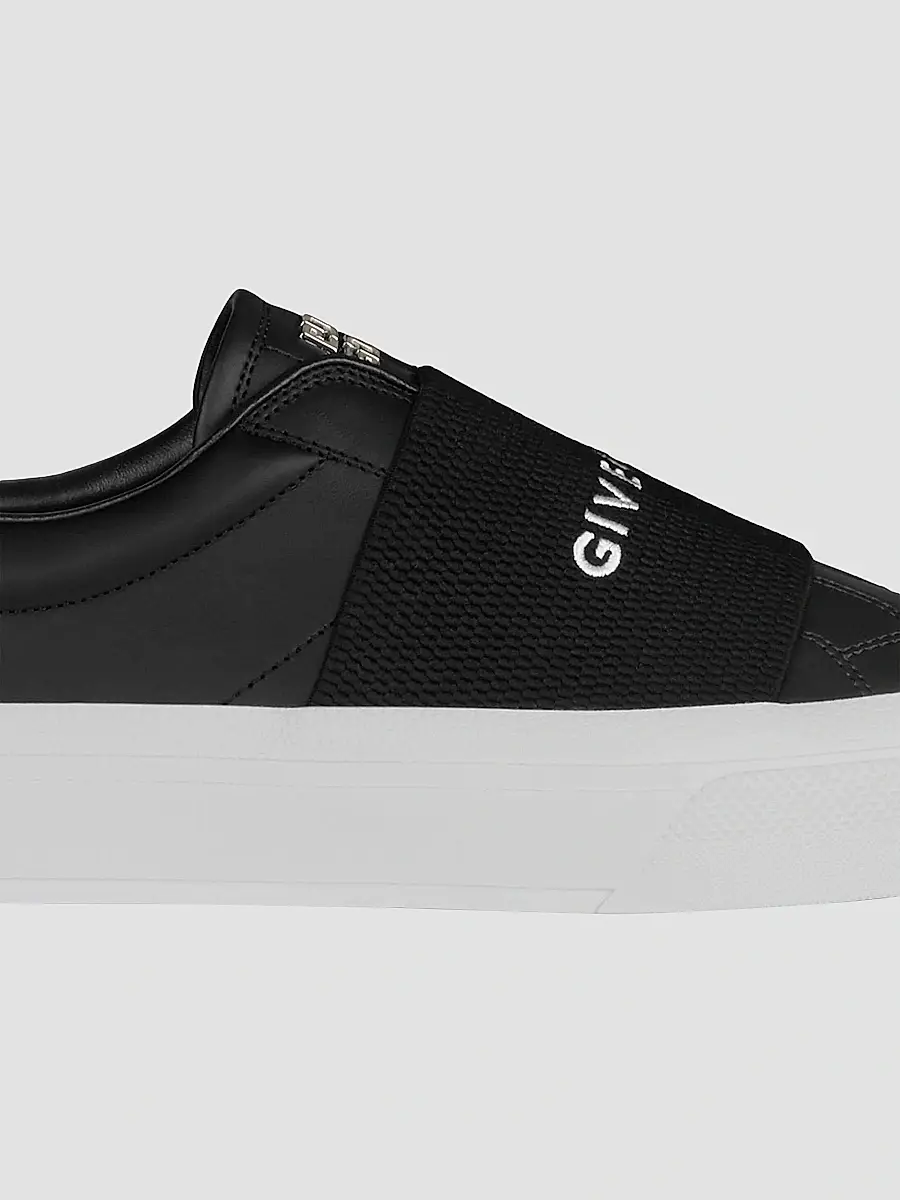 Givenchy Men's City Court Elastic & Leather Sneakers - Black | Thumbnail 3