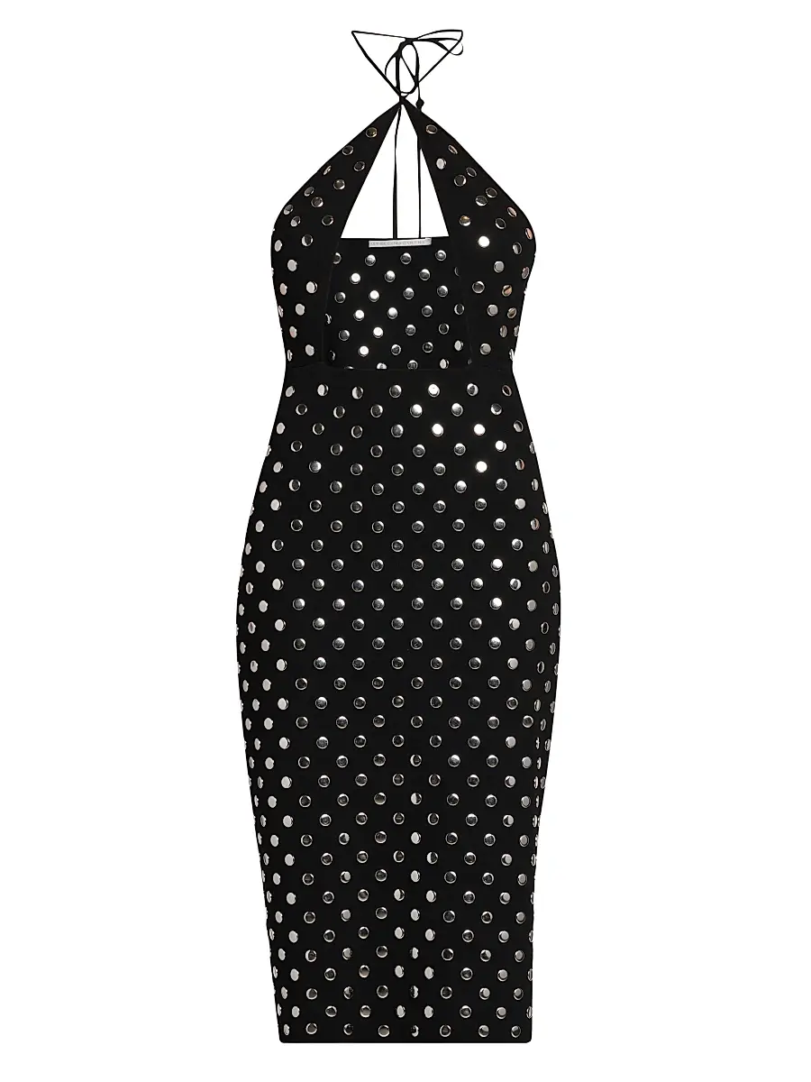 Stella McCartney Women's Studded Cut-Out Halter Midi-Dress | Image 1 Stella McCartney Women's Studded Cut-Out Halter Midi-Dress | Image 1