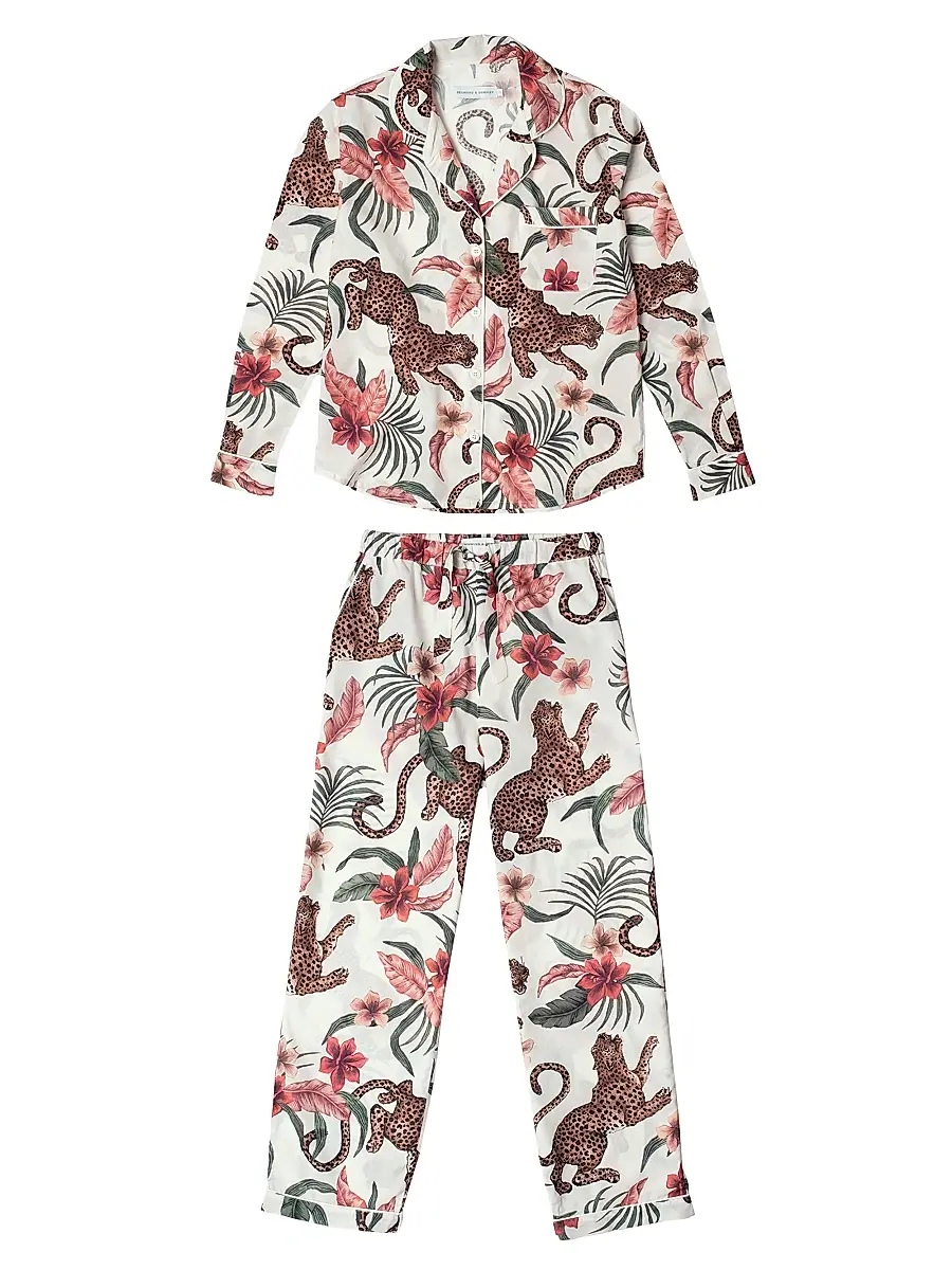 Desmond & Dempsey Women's Cotton Jungle 2-Piece Pajama Set - Cream | Image 1 Desmond & Dempsey Women's Cotton Jungle 2-Piece Pajama Set - Cream | Image 1