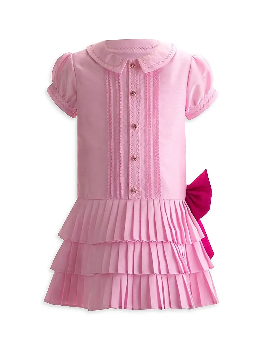 Rachel Riley Eloise Little Girl's & Girl's Eloise Puff-Sleeve Drop-Waist Shirtdress - Pink | Image 1 Rachel Riley Eloise Little Girl's & Girl's Eloise Puff-Sleeve Drop-Waist Shirtdress - Pink | Image 1