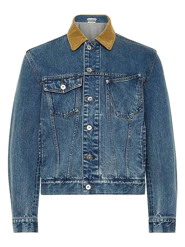 Men's Corduroy Collar Denim Jacket Men's Corduroy Collar Denim Jacket