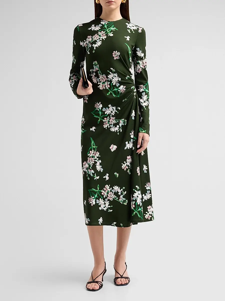 Erdem Women's Floral Ponte Long-Sleeve Midi Dress | Thumbnail 2 Erdem Women's Floral Ponte Long-Sleeve Midi Dress | Thumbnail 2