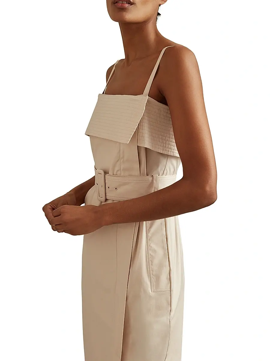 Reiss Women's Dhalia Twill Wrap Midi-Dress | Thumbnail 3