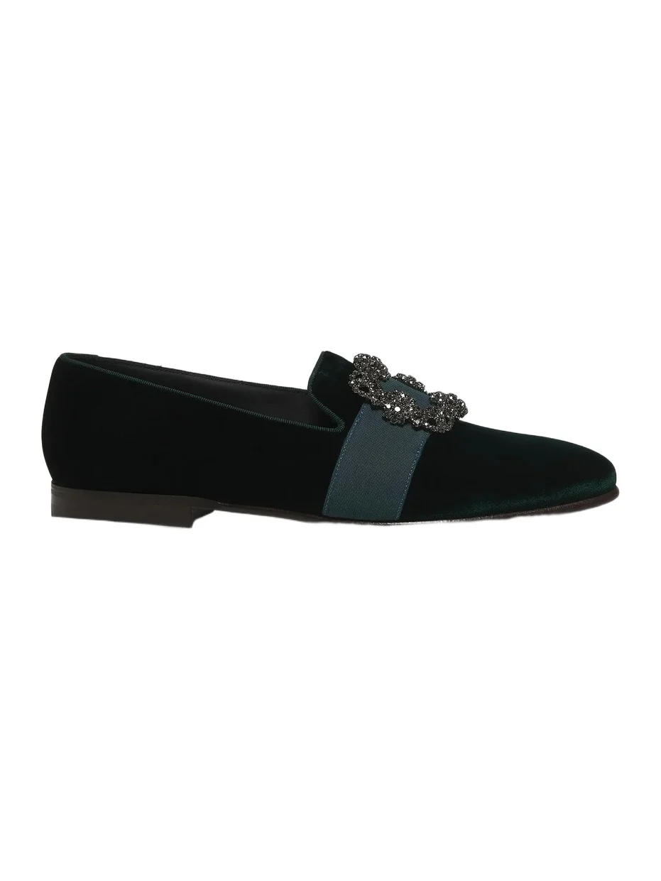 Manolo Blahnik Men's Carlton Crystal-Buckle Loafers