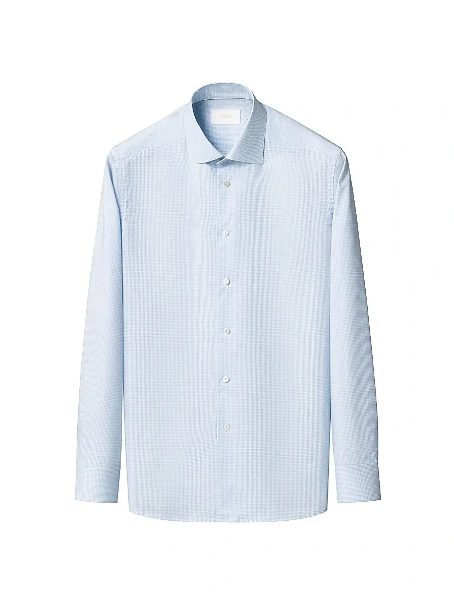 Eton Men's Contemporary-Fit Elevated Micro Check Cotton Shirt | Thumbnail 2 Eton Men's Contemporary-Fit Elevated Micro Check Cotton Shirt | Thumbnail 2