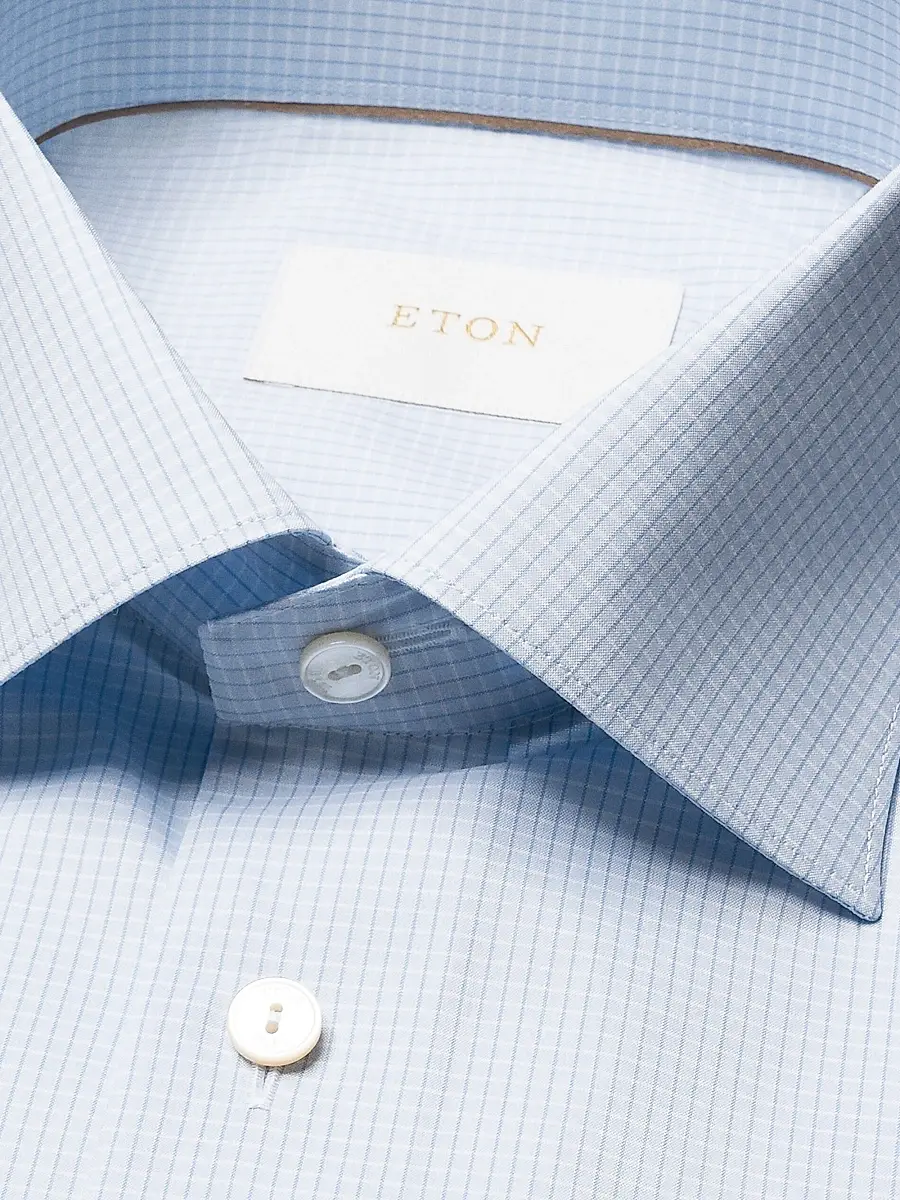 Eton Men's Contemporary-Fit Elevated Micro Check Cotton Shirt | Thumbnail 3 Eton Men's Contemporary-Fit Elevated Micro Check Cotton Shirt | Thumbnail 3