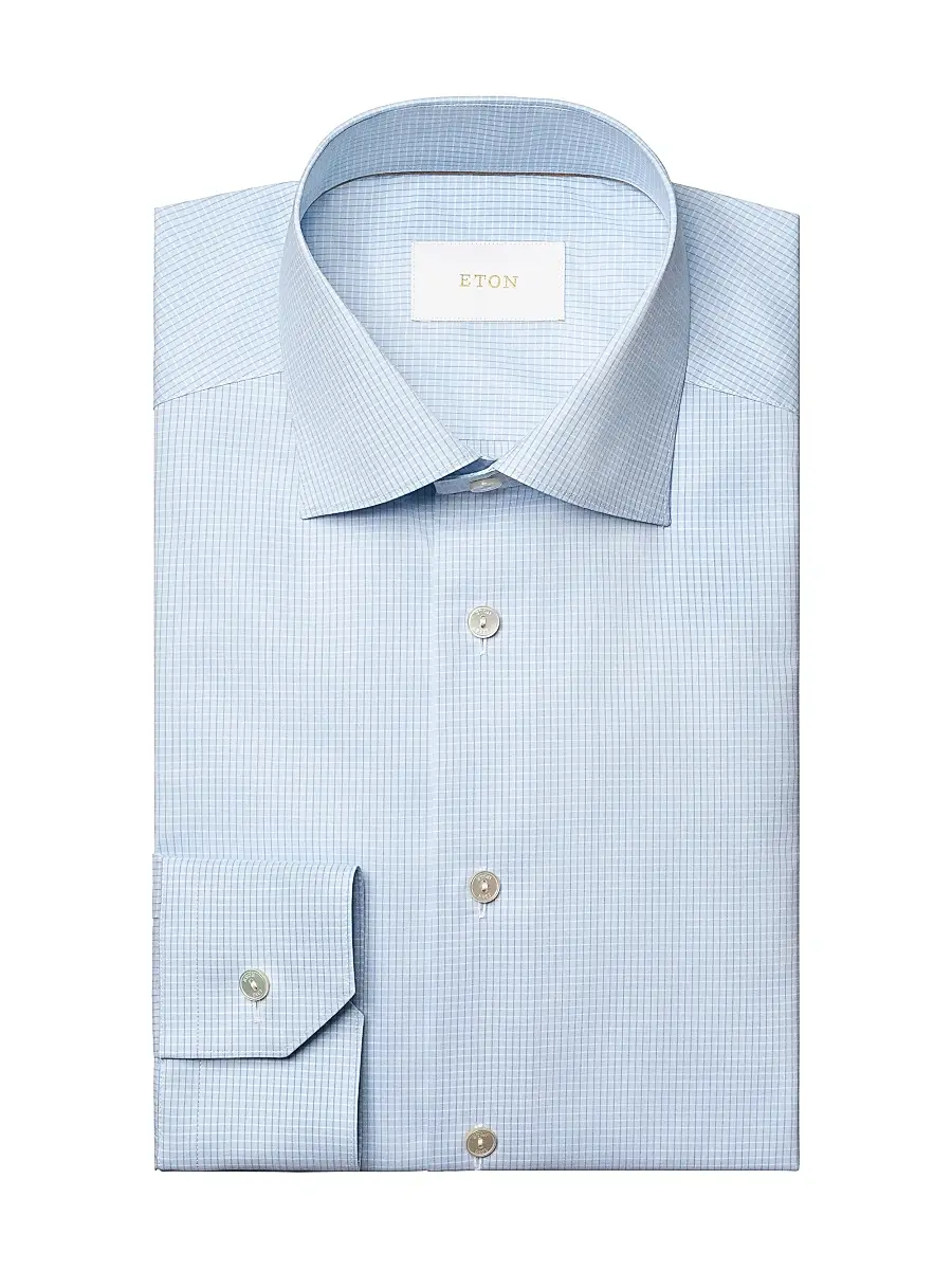 Eton Men's Contemporary-Fit Elevated Micro Check Cotton Shirt | Image 1 Eton Men's Contemporary-Fit Elevated Micro Check Cotton Shirt | Image 1