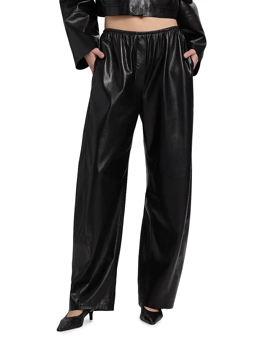 Nanushka Women's Reflections Zoela Faux-Leather Barrel-Leg Pants | Thumbnail 3 Nanushka Women's Reflections Zoela Faux-Leather Barrel-Leg Pants | Thumbnail 3