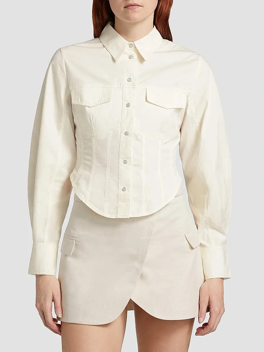 Ganni Women's Washed Stretch-Cotton Corset Shirt | Thumbnail 3 Ganni Women's Washed Stretch-Cotton Corset Shirt | Thumbnail 3