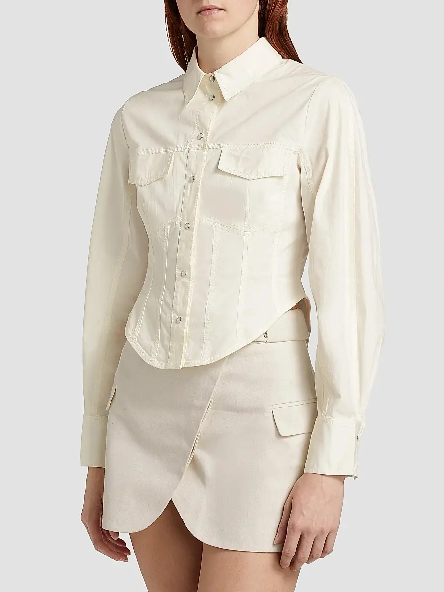 Ganni Women's Washed Stretch-Cotton Corset Shirt | Thumbnail 4 Ganni Women's Washed Stretch-Cotton Corset Shirt | Thumbnail 4