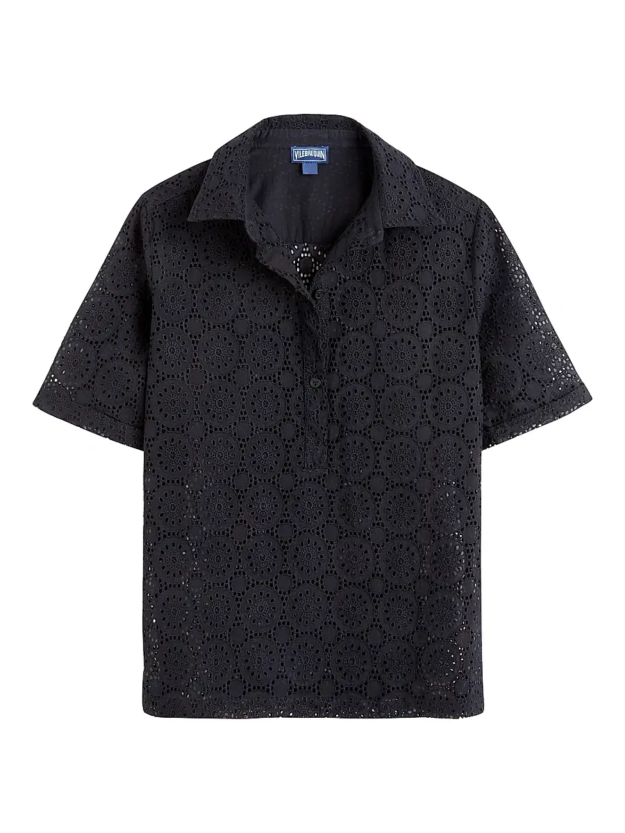 Vilebrequin Women's Broderie Anglaise Short-Sleeve Shirt - Noir | Image 1 Vilebrequin Women's Broderie Anglaise Short-Sleeve Shirt - Noir | Image 1