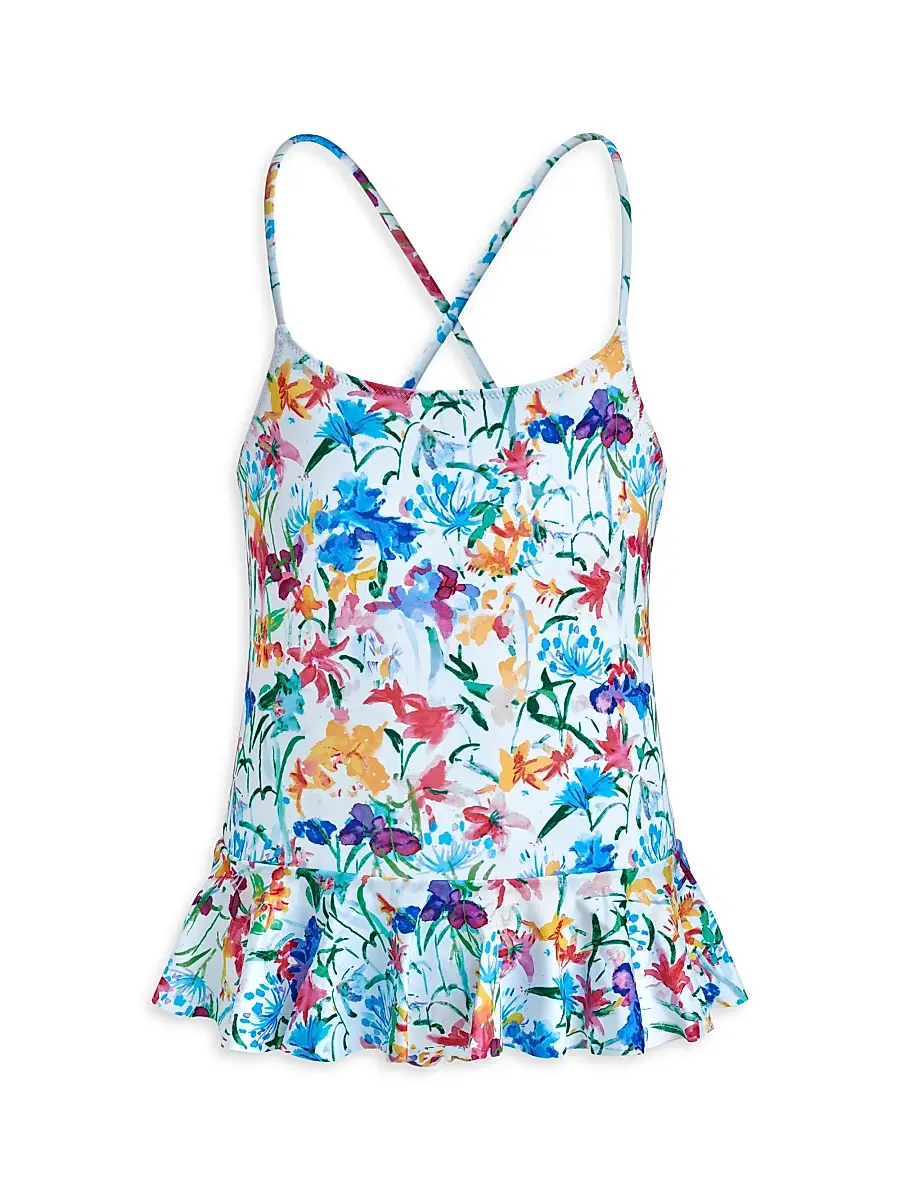 Vilebrequin Little Girl's & Girl's Happy Flowers Jersey Swimsuit - White | Image 1 Vilebrequin Little Girl's & Girl's Happy Flowers Jersey Swimsuit - White | Image 1