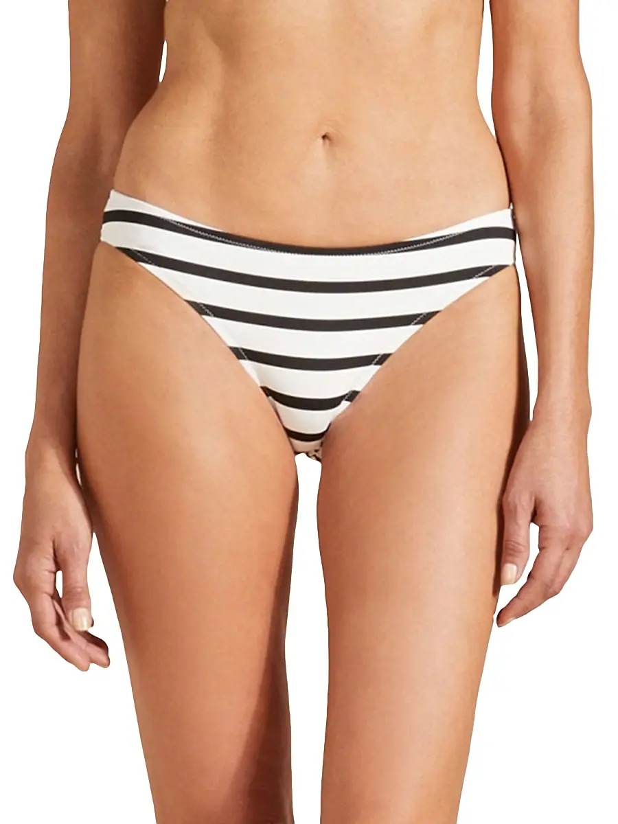 Vilebrequin Women's Striped Low-Rise Bikini Bottom - Noir Blanc | Thumbnail 3