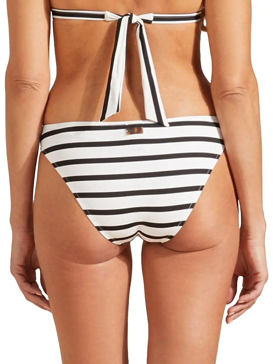 Vilebrequin Women's Striped Low-Rise Bikini Bottom - Noir Blanc | Thumbnail 4