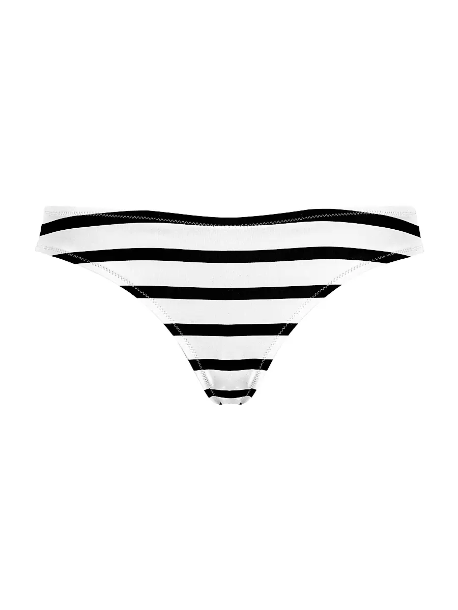 Vilebrequin Women's Striped Low-Rise Bikini Bottom - Noir Blanc | Image 1 Vilebrequin Women's Striped Low-Rise Bikini Bottom - Noir Blanc | Image 1