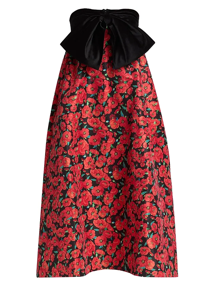 Kika Vargas Women's Charlotta Poppies Bow Cocktail Dress - Red - Size 2 | Image 1 Kika Vargas Women's Charlotta Poppies Bow Cocktail Dress - Red - Size 2 | Image 1