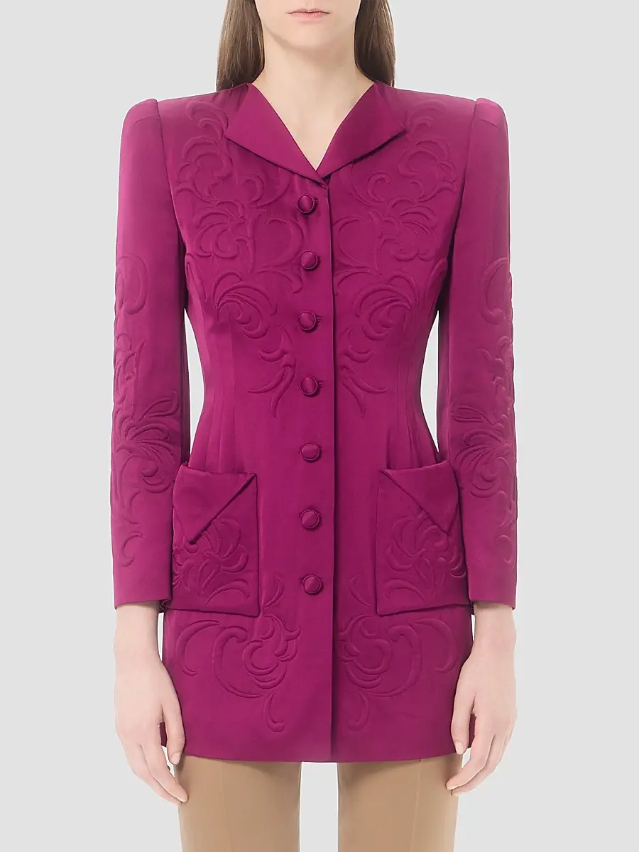 Valentino Women's Embroidered Satin Cady Caban Coat | Thumbnail 3 Valentino Women's Embroidered Satin Cady Caban Coat | Thumbnail 3