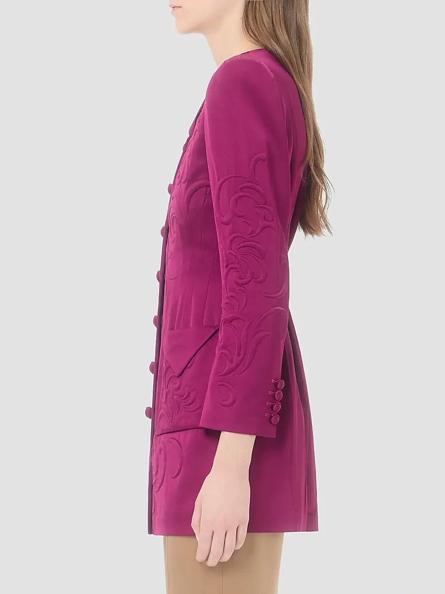 Valentino Women's Embroidered Satin Cady Caban Coat | Thumbnail 4 Valentino Women's Embroidered Satin Cady Caban Coat | Thumbnail 4