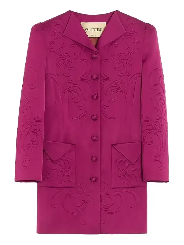 Valentino Women's Embroidered Satin Cady Caban Coat