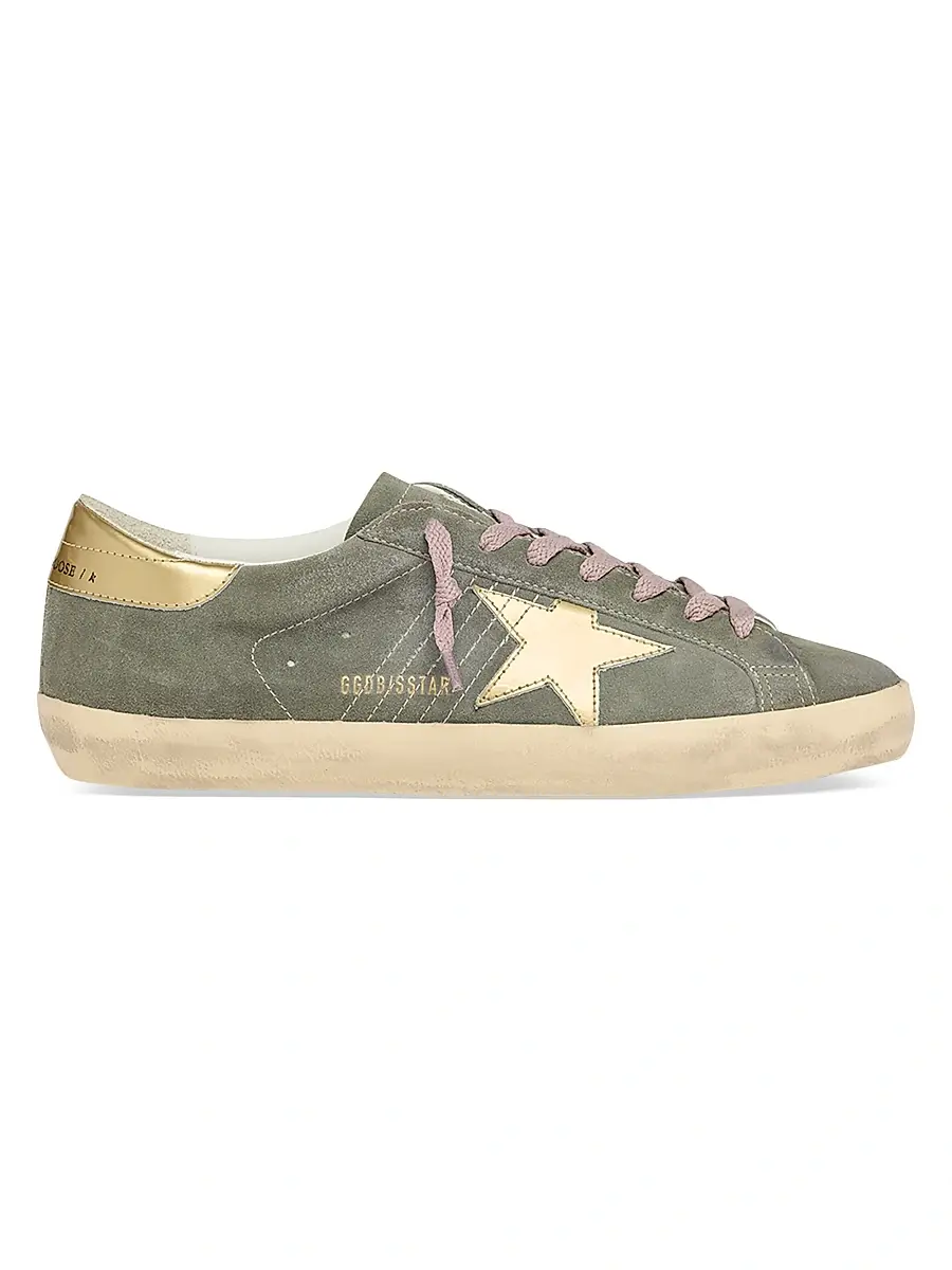 Golden Goose Men's Super-Star Suede & Leather Low-Top Sneakers | Image 1 Golden Goose Men's Super-Star Suede & Leather Low-Top Sneakers | Image 1