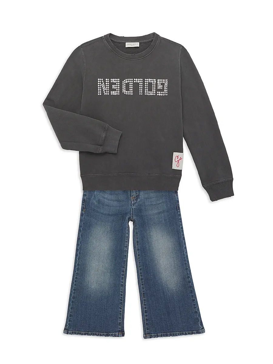 Golden Goose Girl's Little Girl's & Girl's Stone Washed Wide Leg Jeans | Thumbnail 2 Golden Goose Girl's Little Girl's & Girl's Stone Washed Wide Leg Jeans | Thumbnail 2