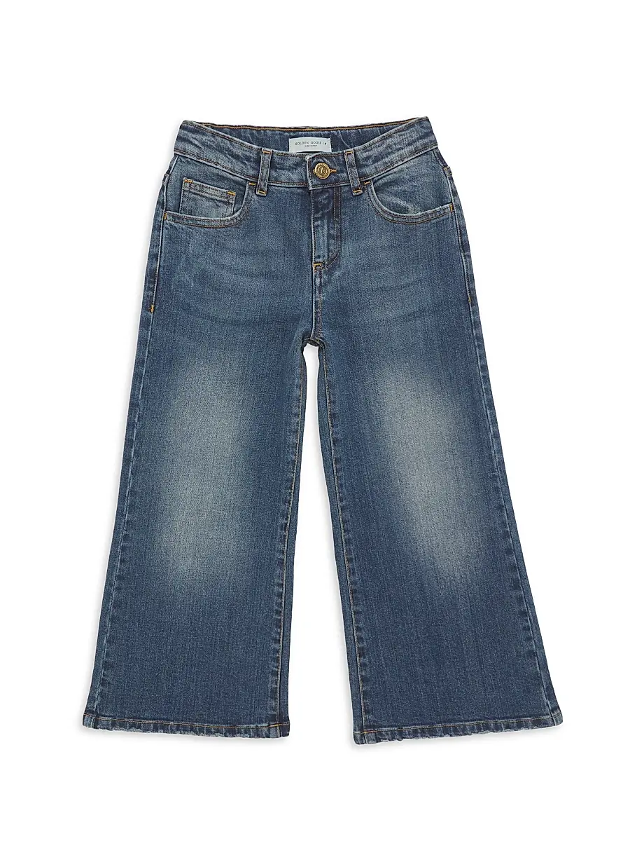 Golden Goose Little Girl's & Girl's Stone Washed Wide Leg Jeans - Medium Blue - Size 6 | Image 1 Golden Goose Little Girl's & Girl's Stone Washed Wide Leg Jeans - Medium Blue - Size 6 | Image 1