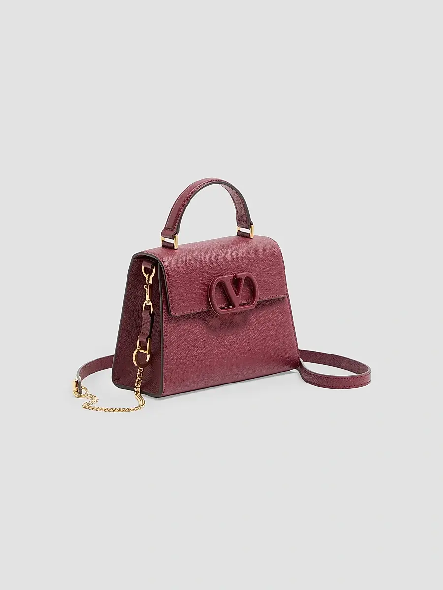 Valentino Women's V-Sling Small Top Handle Bag in Grainy Calfskin - Cherry | Thumbnail 2 Valentino Women's V-Sling Small Top Handle Bag in Grainy Calfskin - Cherry | Thumbnail 2