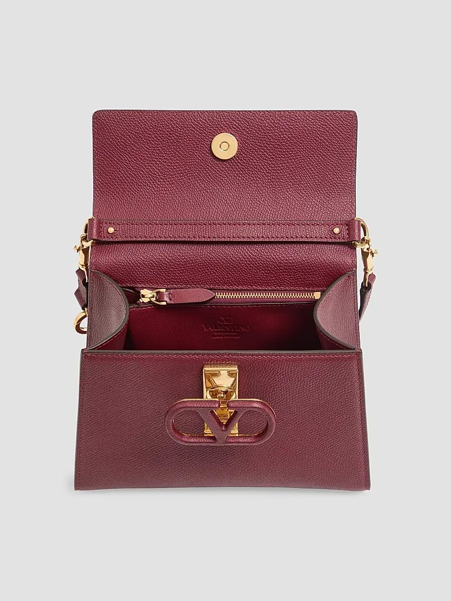 Valentino Women's V-Sling Small Top Handle Bag in Grainy Calfskin - Cherry | Thumbnail 5 Valentino Women's V-Sling Small Top Handle Bag in Grainy Calfskin - Cherry | Thumbnail 5