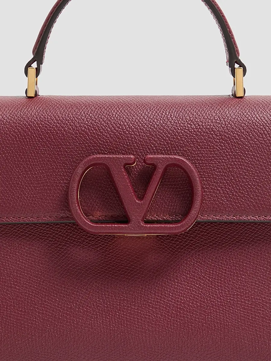 Valentino Women's V-Sling Small Top Handle Bag in Grainy Calfskin - Cherry | Thumbnail 6 Valentino Women's V-Sling Small Top Handle Bag in Grainy Calfskin - Cherry | Thumbnail 6