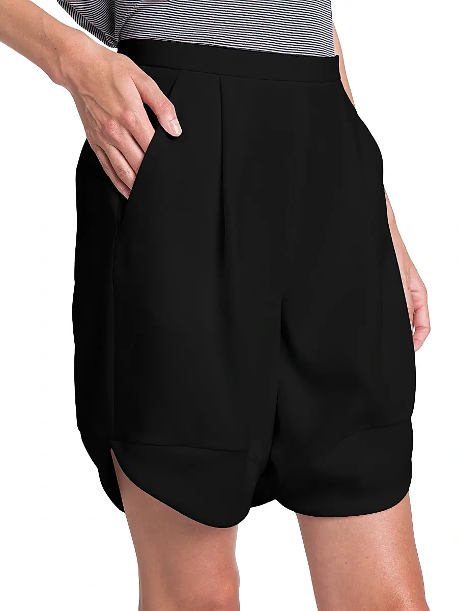 Giorgio Armani Women's Techno Cady Draped Bermuda Shorts | Thumbnail 6