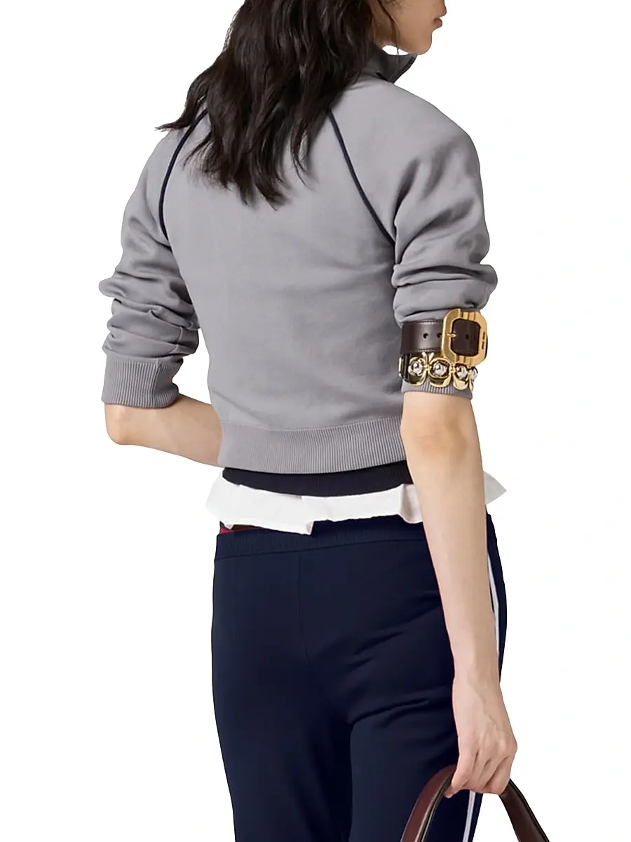 Miu Miu Women's Technical Yarn Zipper Cardigan | Thumbnail 4 Miu Miu Women's Technical Yarn Zipper Cardigan | Thumbnail 4