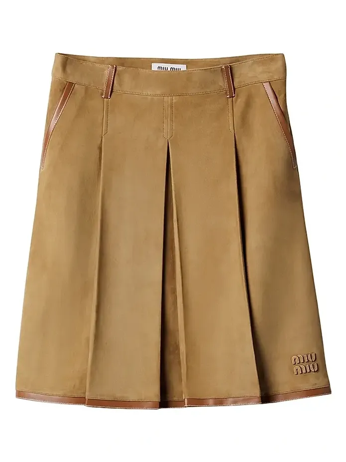 Women's Pleated Suede Skirt Women's Pleated Suede Skirt