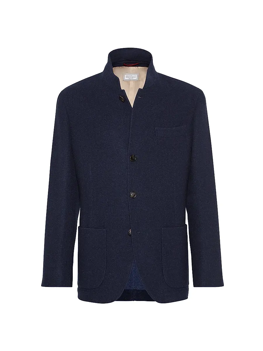 Brunello Cucinelli Men's Water Resistant Lightweight Cashmere Jacket - Cobalt | Image 1 Brunello Cucinelli Men's Water Resistant Lightweight Cashmere Jacket - Cobalt | Image 1