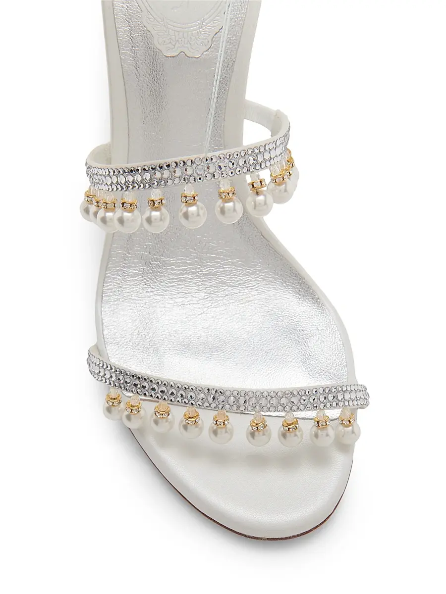 René Caovilla Women's 105MM Chandelier Imitation Pearl Satin Sandals | Thumbnail 4 René Caovilla Women's 105MM Chandelier Imitation Pearl Satin Sandals | Thumbnail 4