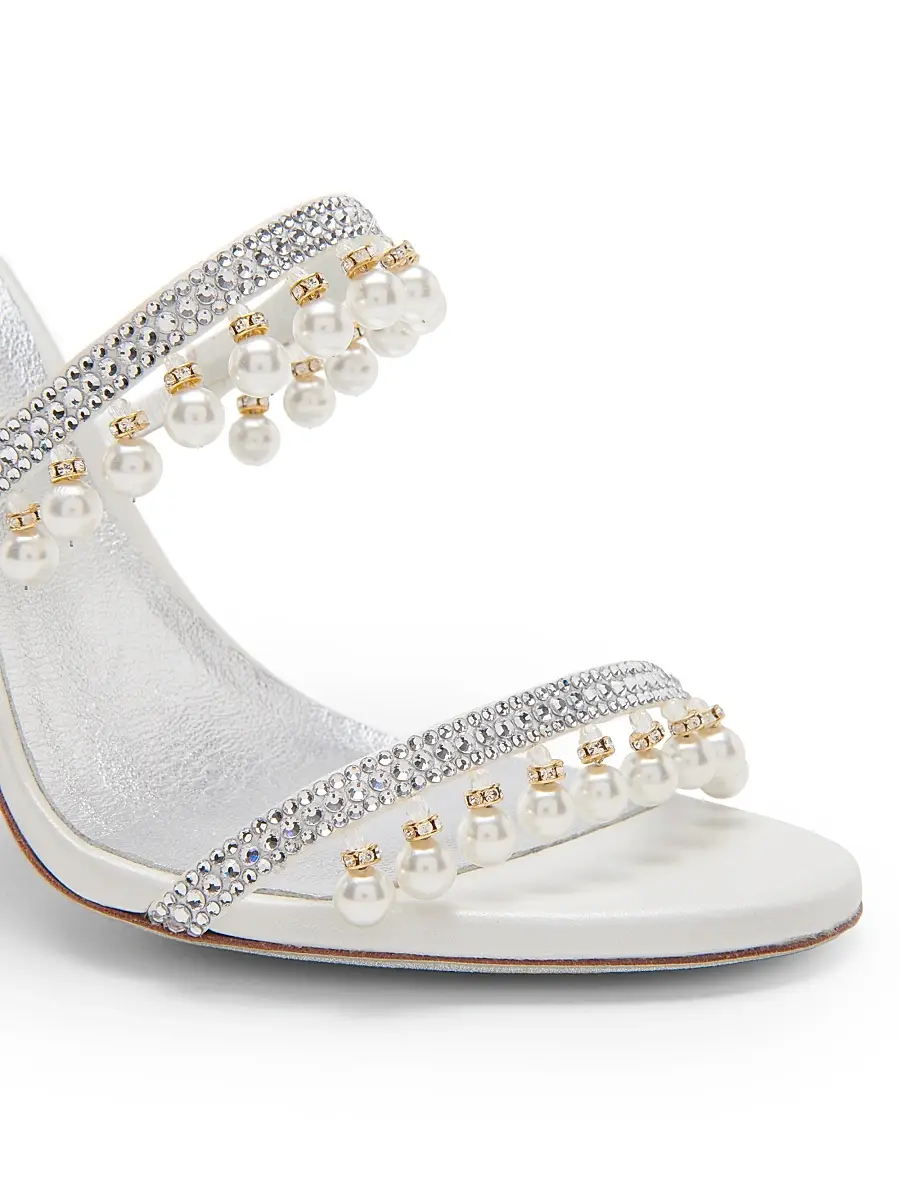 René Caovilla Women's 105MM Chandelier Imitation Pearl Satin Sandals | Thumbnail 5 René Caovilla Women's 105MM Chandelier Imitation Pearl Satin Sandals | Thumbnail 5