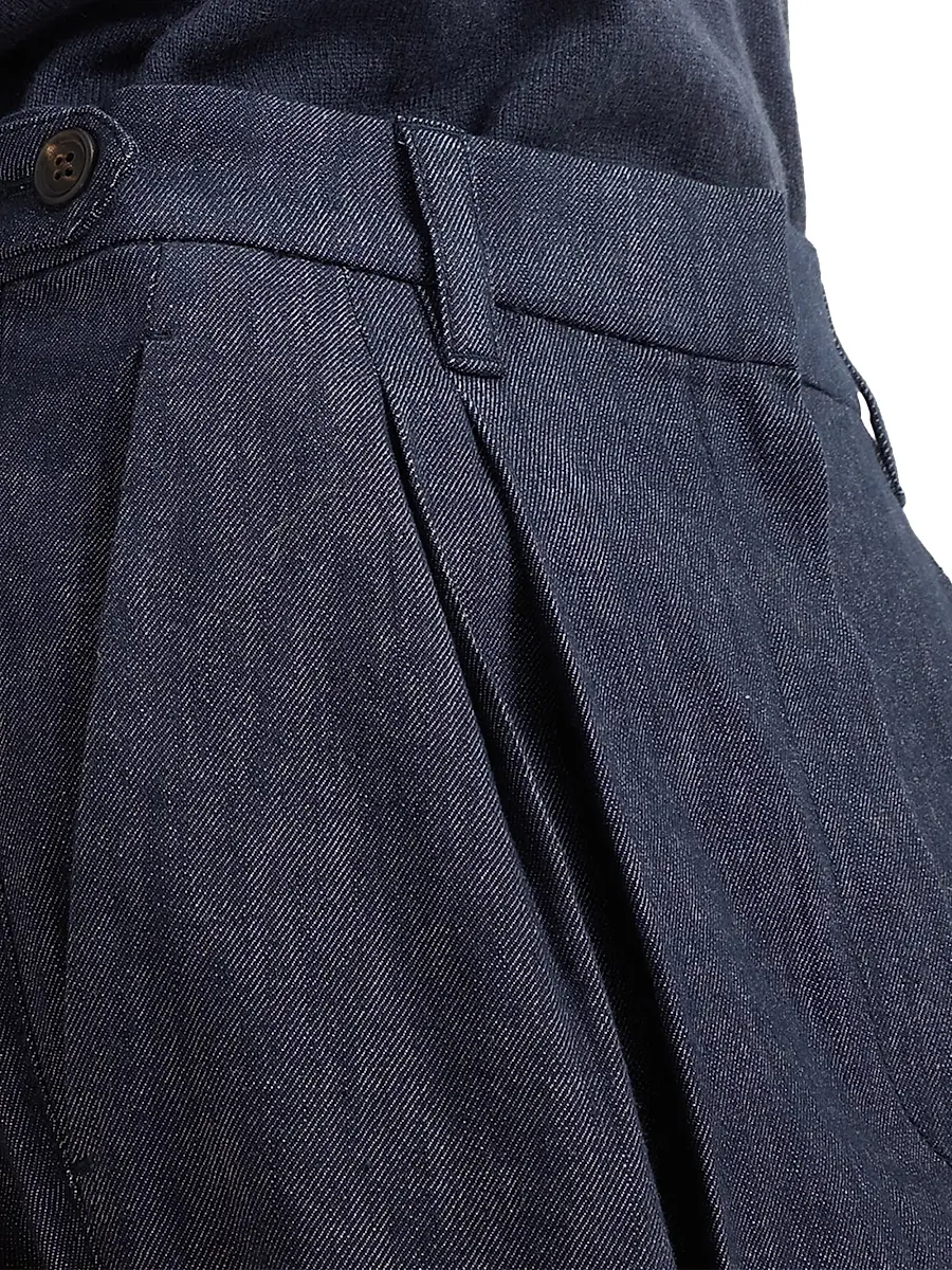 Brunello Cucinelli Women's Cotton Denim Effect Twill Tailored Relaxed Trousers | Thumbnail 4 Brunello Cucinelli Women's Cotton Denim Effect Twill Tailored Relaxed Trousers | Thumbnail 4