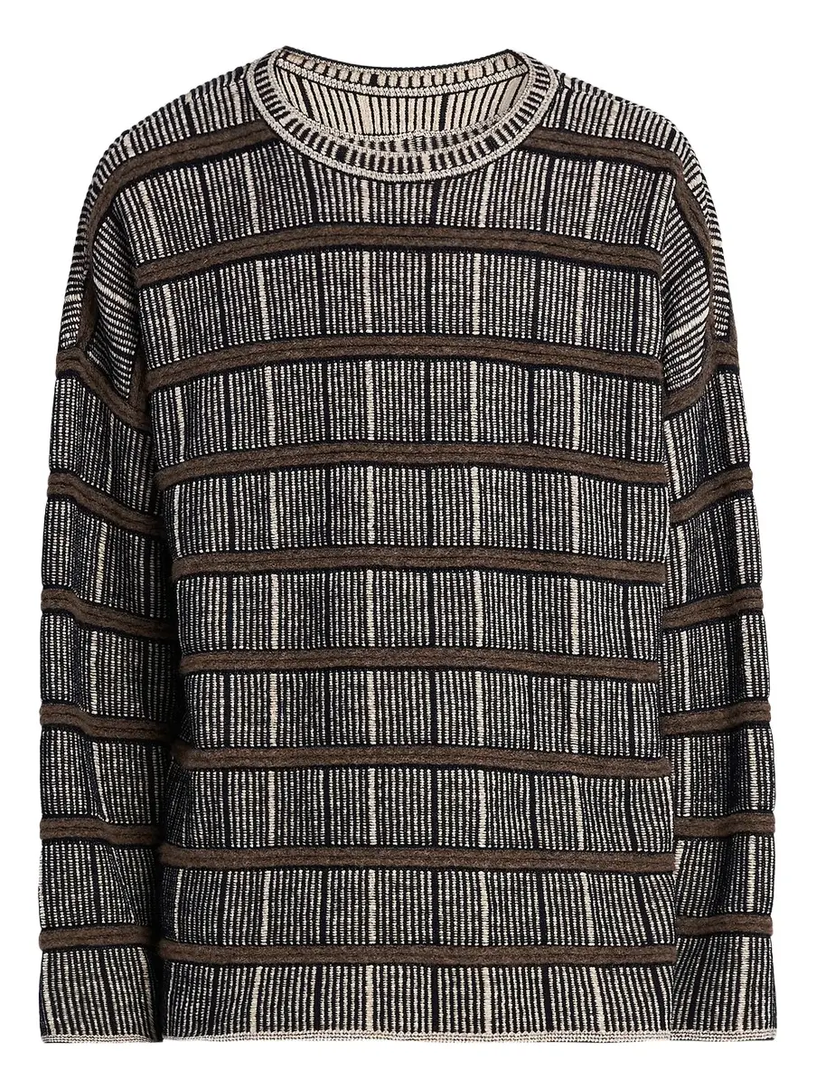 Giorgio Armani Men's Geometric Striped Crewneck Sweater