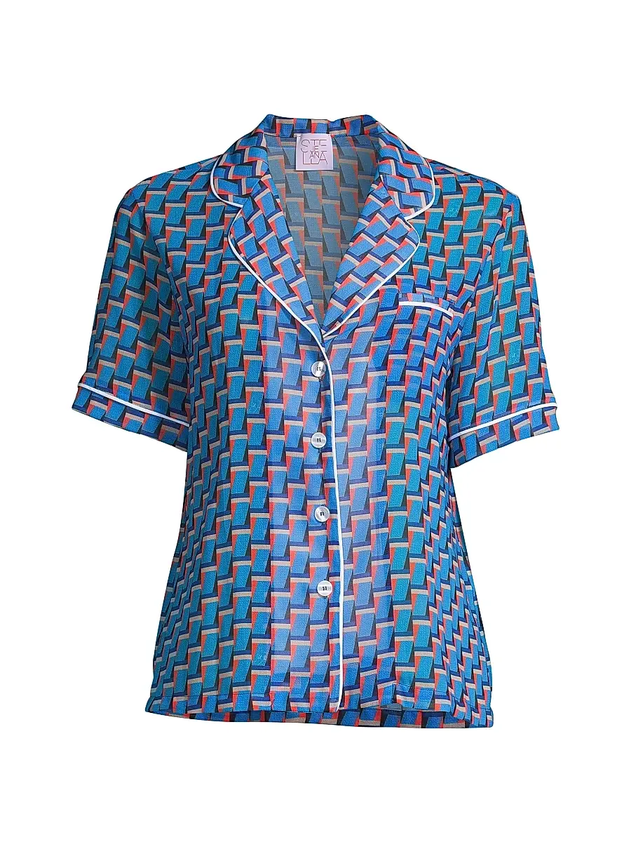 Stella Jean Women's Printed Short-Sleeve Shirt | Image 1 Stella Jean Women's Printed Short-Sleeve Shirt | Image 1