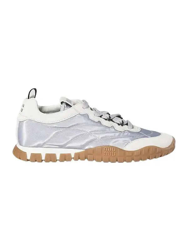 Women's Tyre Technical Fabric and Suede Sneakers - Grey White