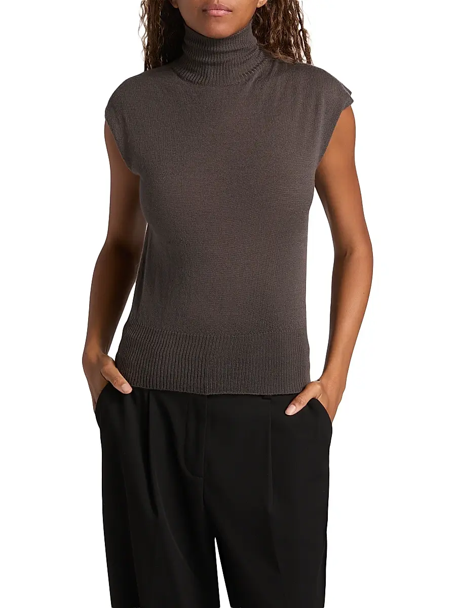 Rick Owens Women's Maglia Cashmere Cap-Sleeve Turtleneck | Thumbnail 3