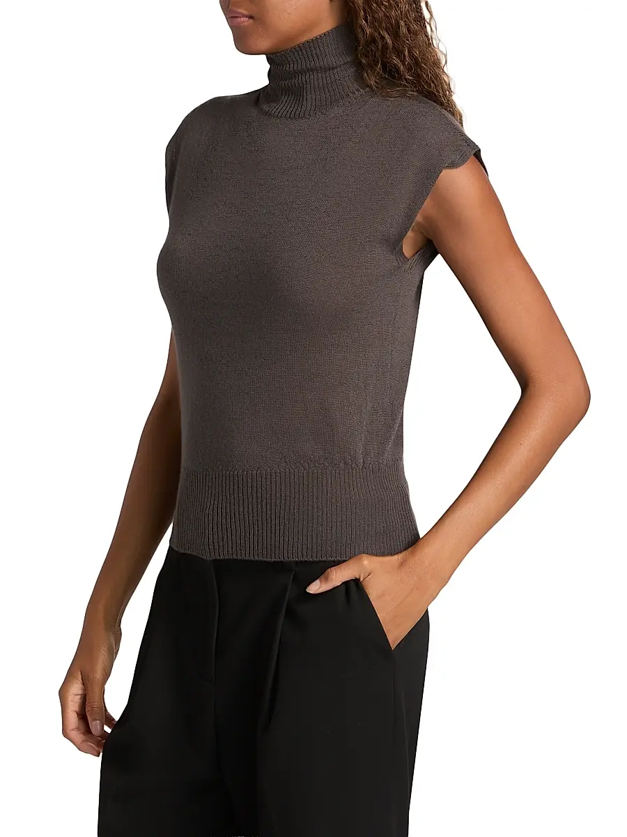 Rick Owens Women's Maglia Cashmere Cap-Sleeve Turtleneck | Thumbnail 4