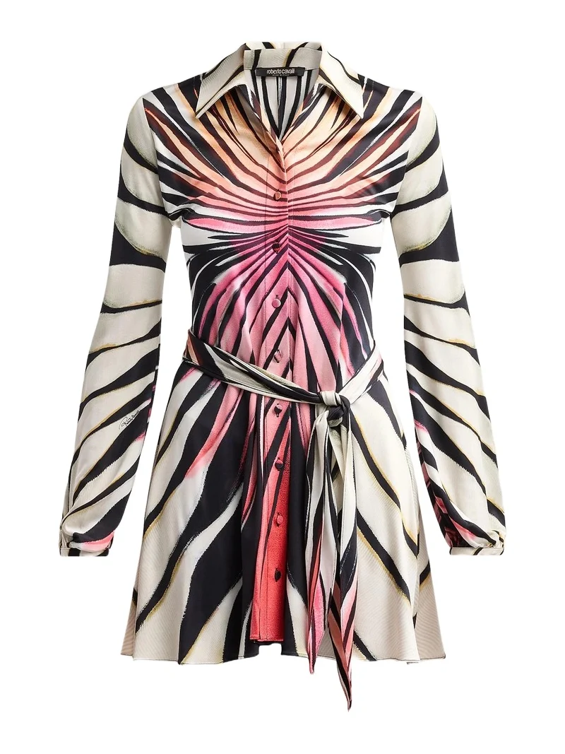 Roberto Cavalli Women's Printed Belted Mini Shirtdress