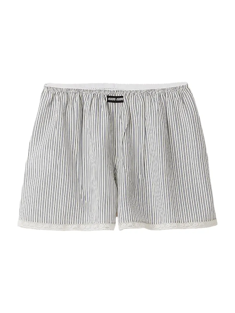 Miu Miu Women's Crepe De Chine Boxer Shorts - Beige - Size 0 | Image 1 Miu Miu Women's Crepe De Chine Boxer Shorts - Beige - Size 0 | Image 1