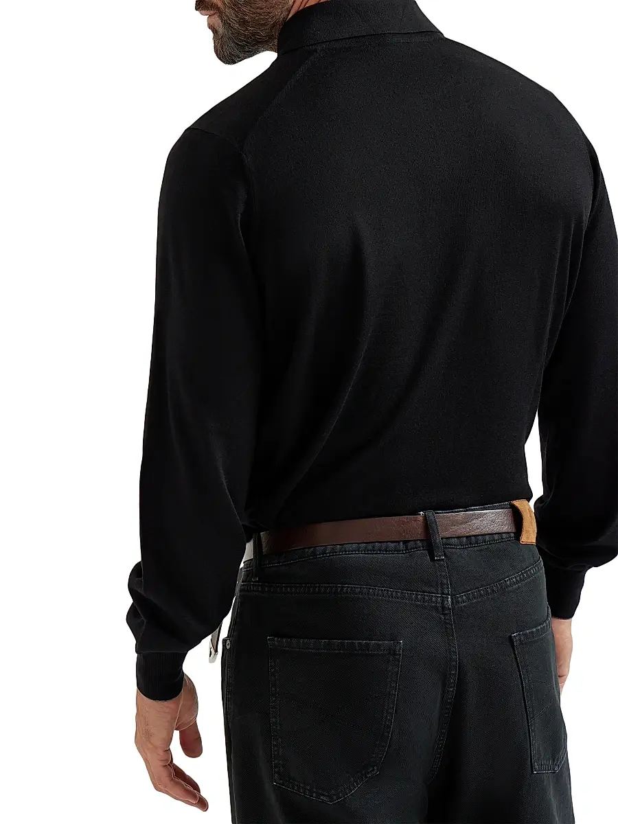 Brunello Cucinelli Men's Lightweight Knit Polo Shirt | Thumbnail 3