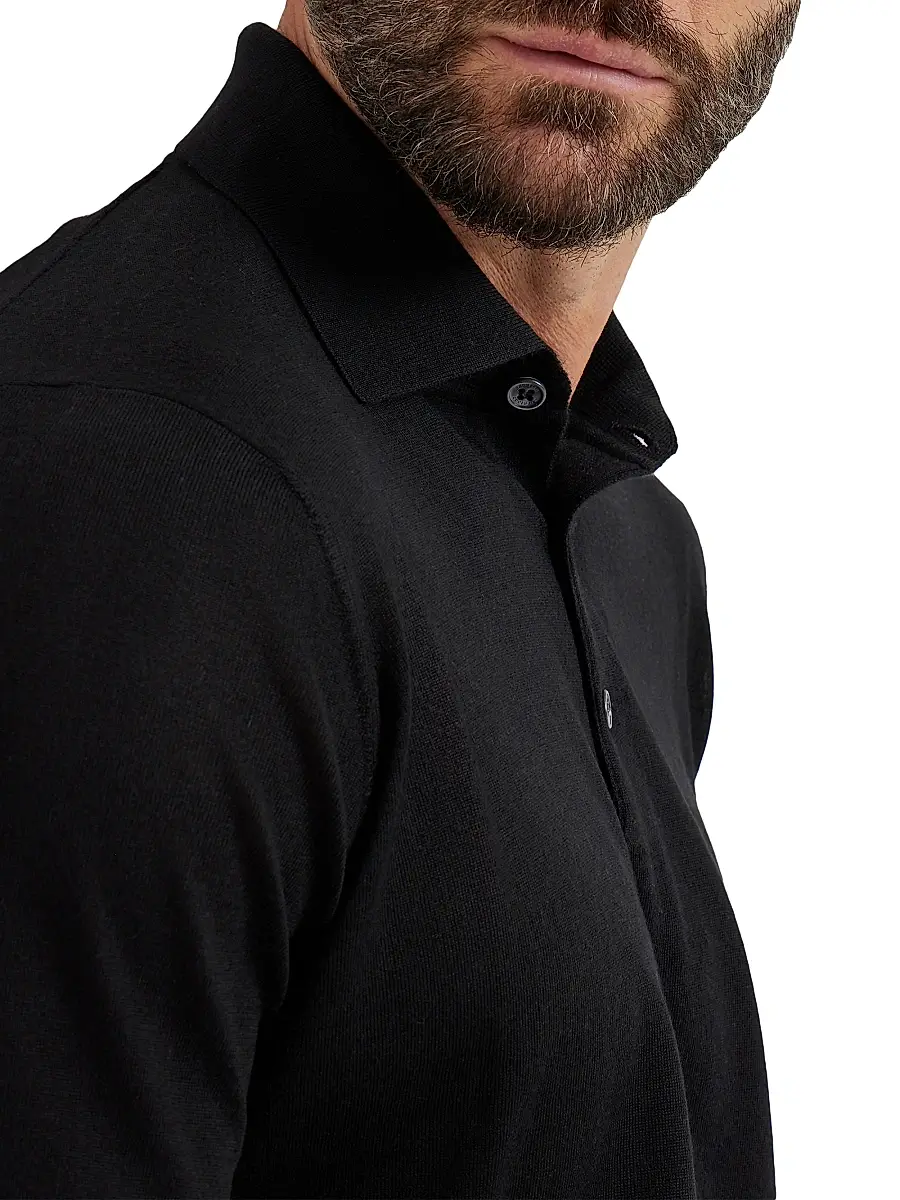 Brunello Cucinelli Men's Lightweight Knit Polo Shirt | Thumbnail 4