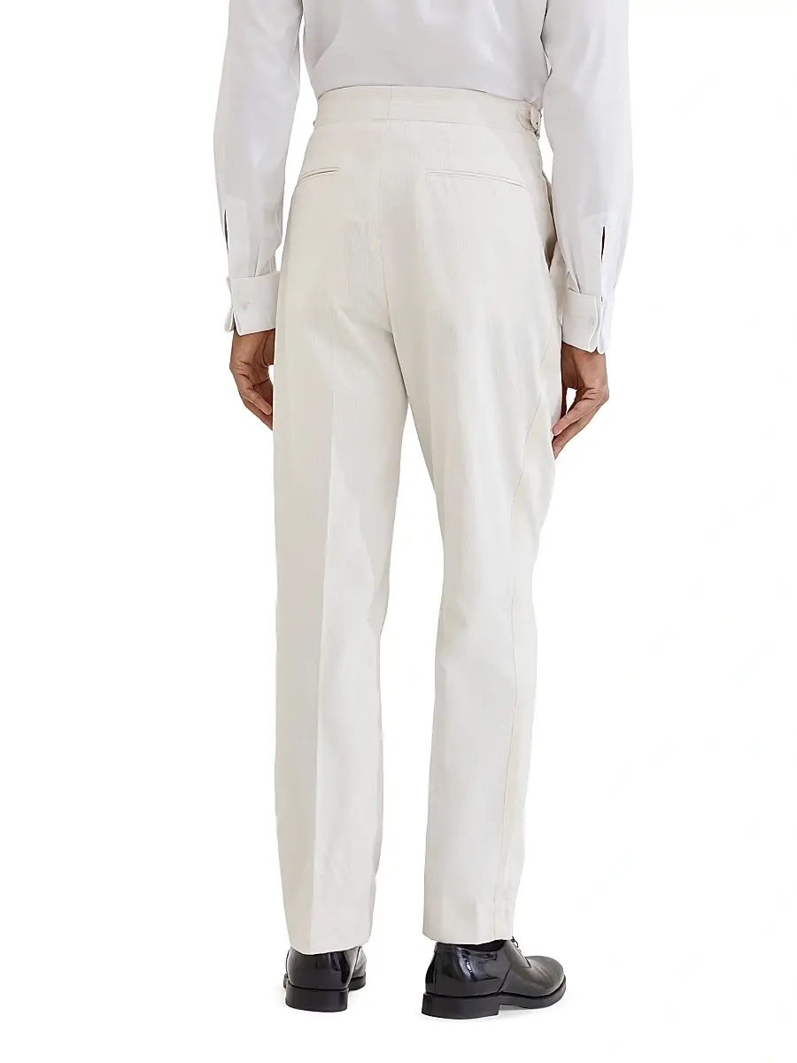 Brunello Cucinelli Men's Sea Island Cotton Narrow Wale Corduroy Tuxedo Trousers | Thumbnail 3