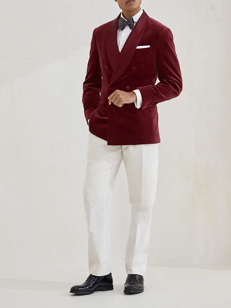 Brunello Cucinelli Men's Sea Island Cotton Narrow Wale Corduroy Tuxedo Trousers | Thumbnail 5