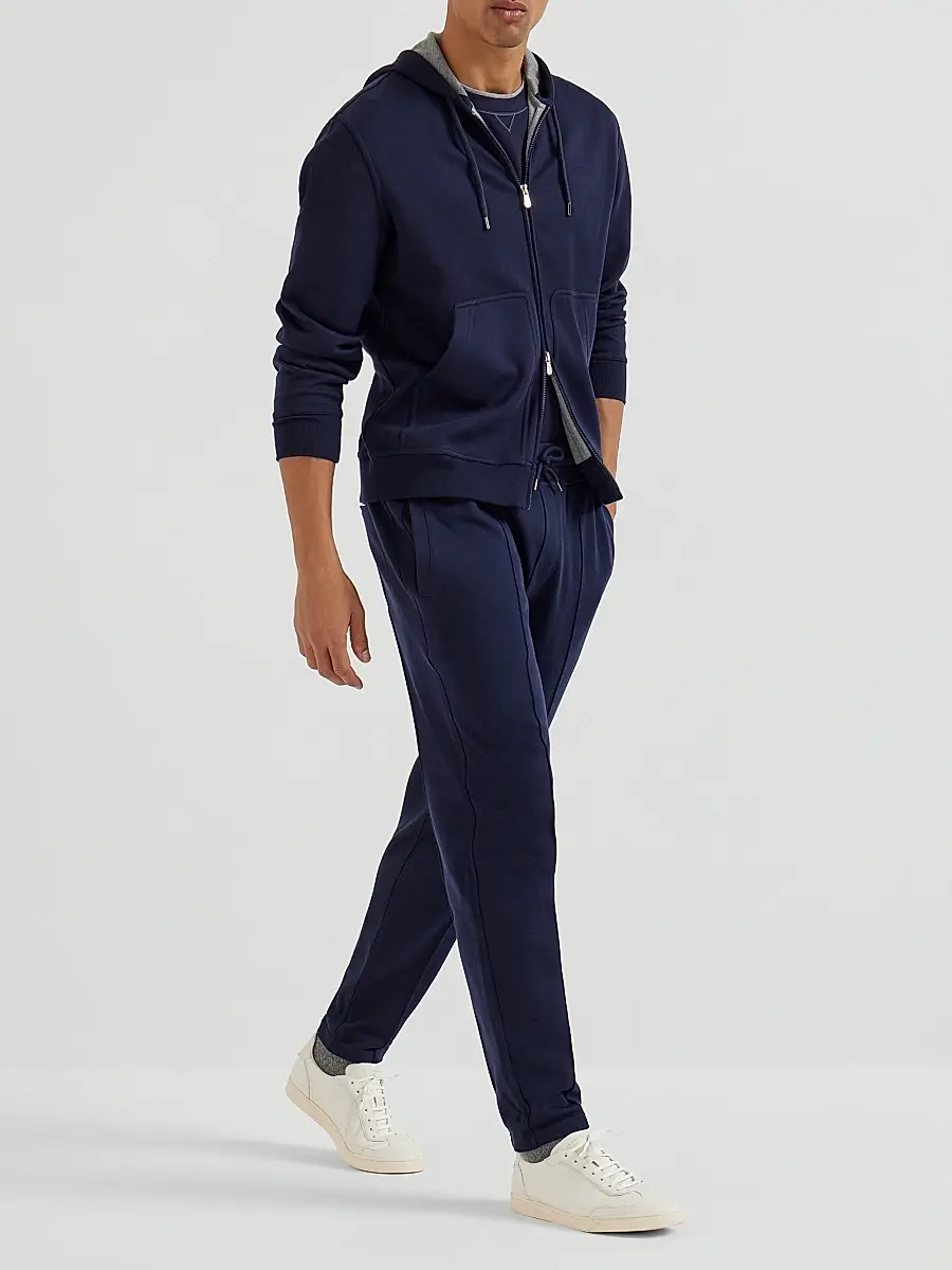 Brunello Cucinelli Men's Cotton Jersey Crewneck T-Shirt with Logo - Cobalt | Thumbnail 6