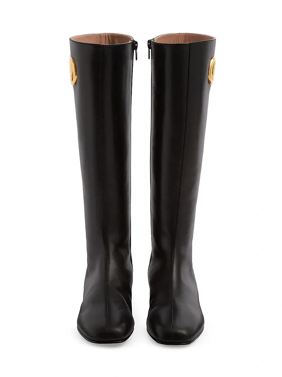 Valentino Garavani Women's VLogo Signature Kidskin 20MM Boots - Black | Thumbnail 4